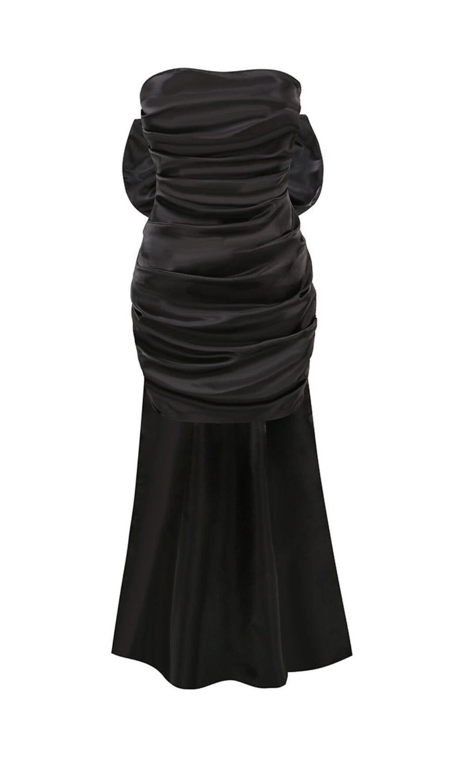 TRÄGERLOSES MINIKLEID MIT SCHLEIFE IN SCHWARZ