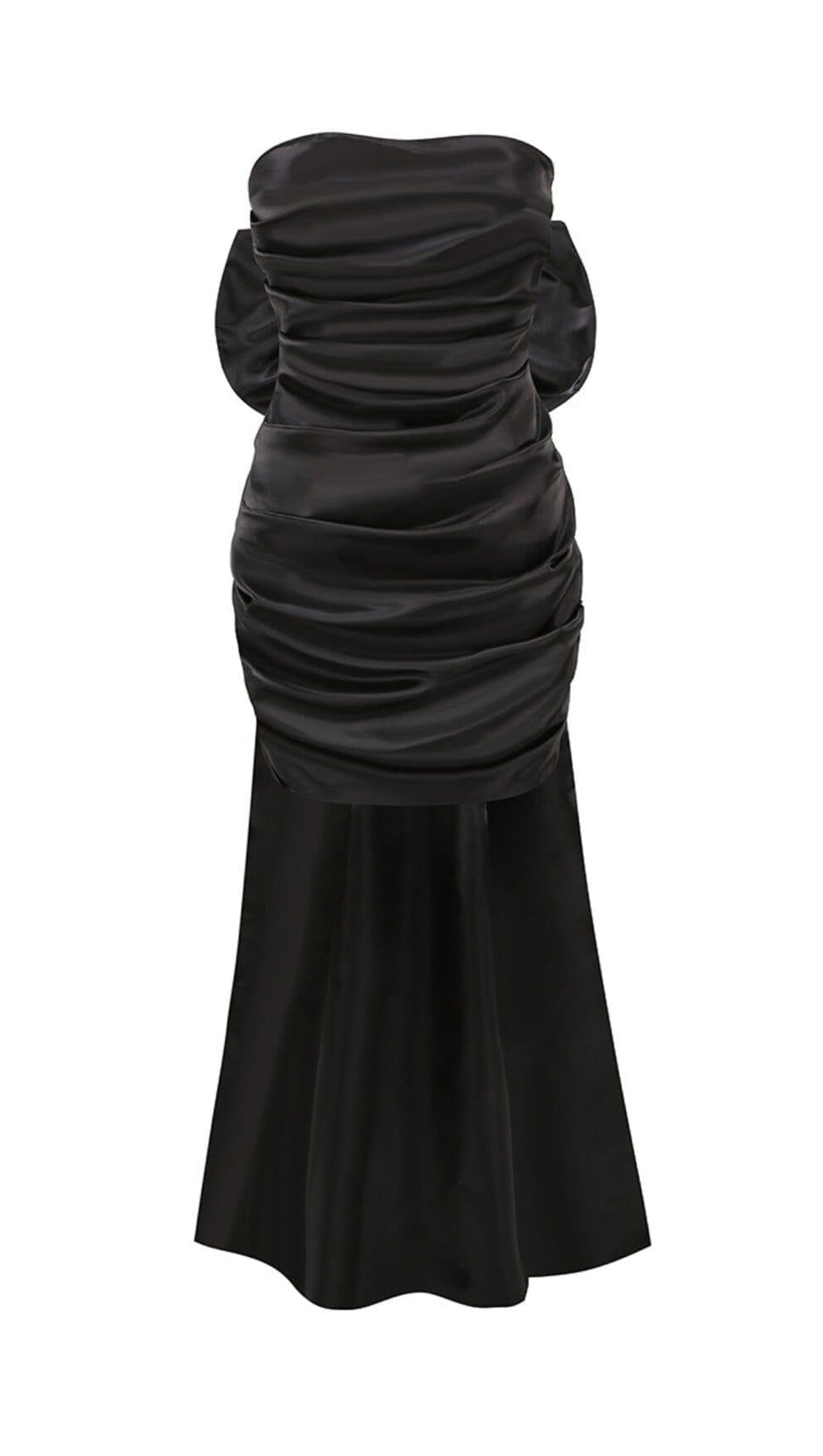 TRÄGERLOSES MINIKLEID MIT SCHLEIFE IN SCHWARZ