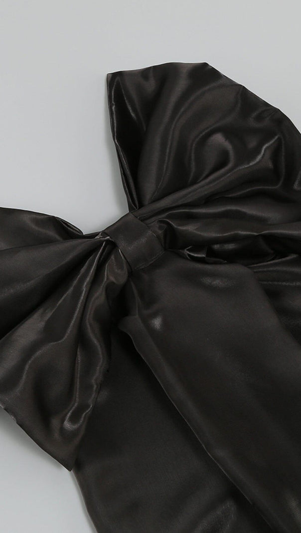 AIIZIE STRAPLESS BOWKNOT MINI DRESS IN BLACK - product image