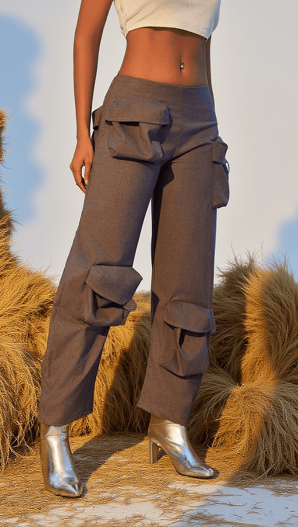 AIIZIE LEICA POCKETS EMBELLISHED CARGO PANTS - product image