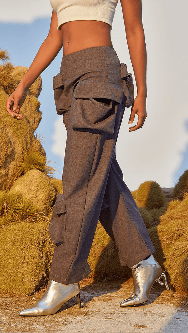 AIIZIE LEICA POCKETS EMBELLISHED CARGO PANTS - product image