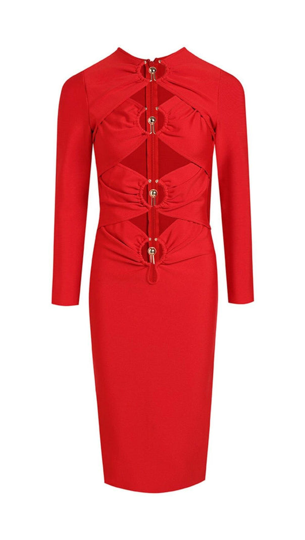 AIIZIE BANDAGE MIDI DRESS IN RED - product image