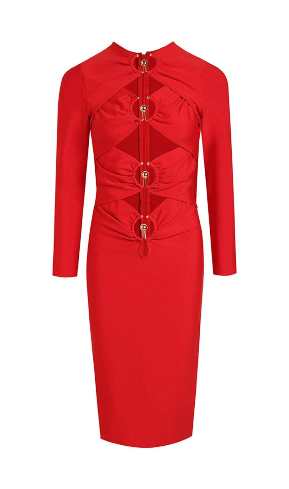 ABITO MIDI CON BENDAGGI ROSSO