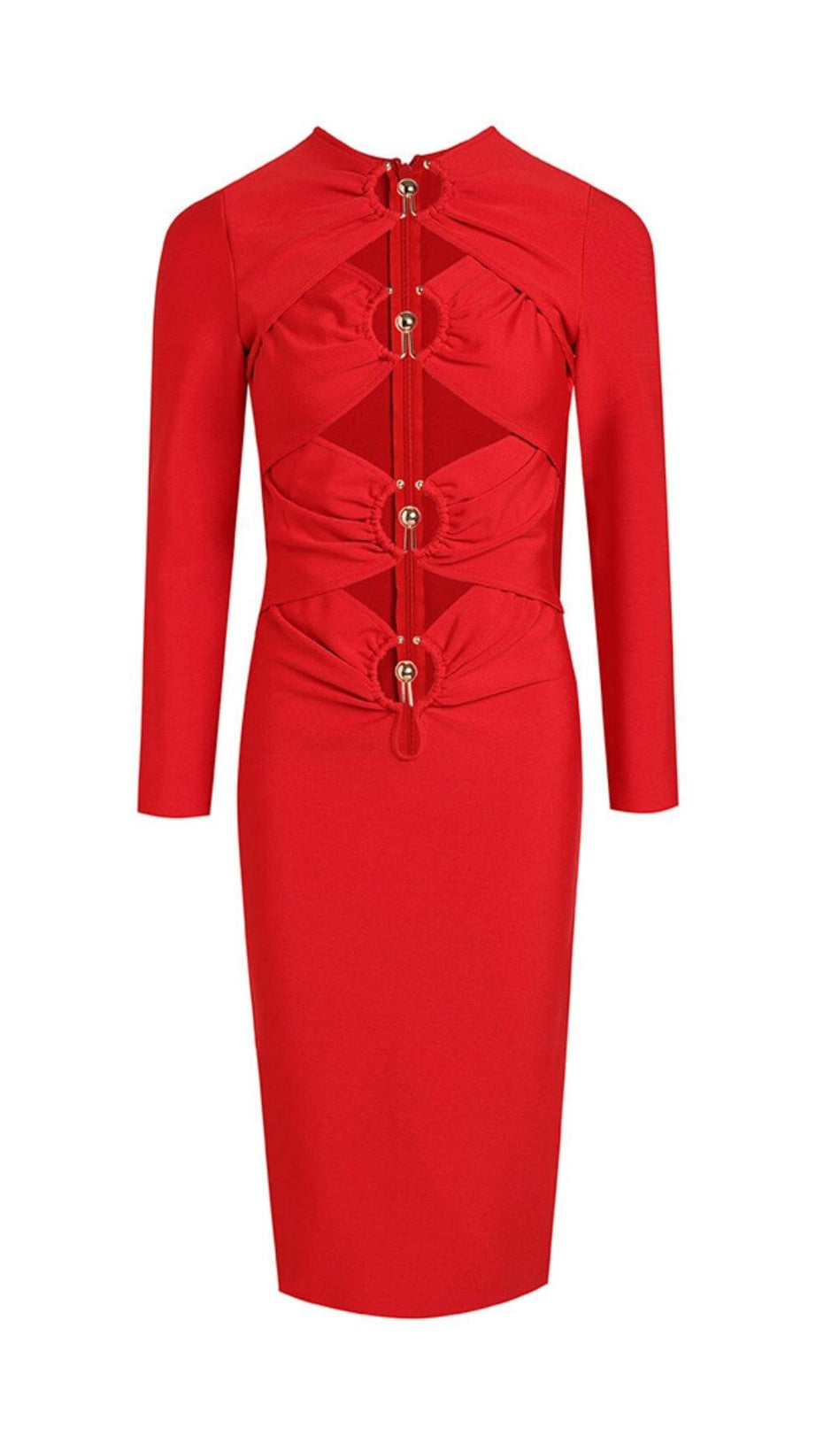 ABITO MIDI CON BENDAGGI ROSSO