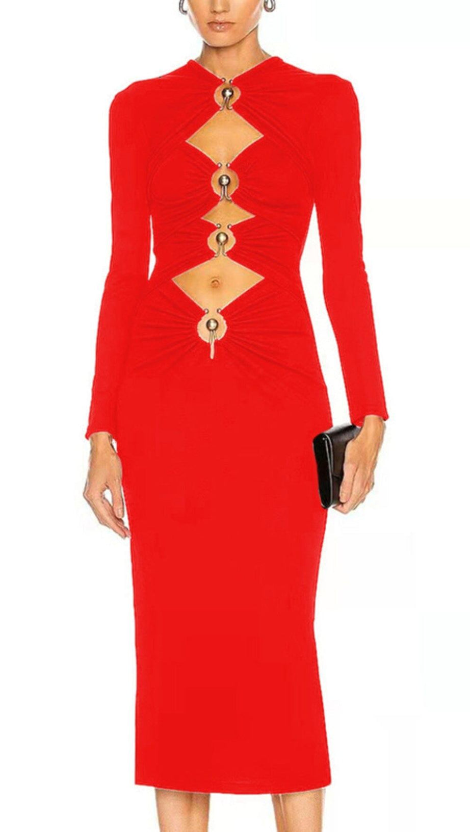 BANDAGE MIDI DRESS IN RED