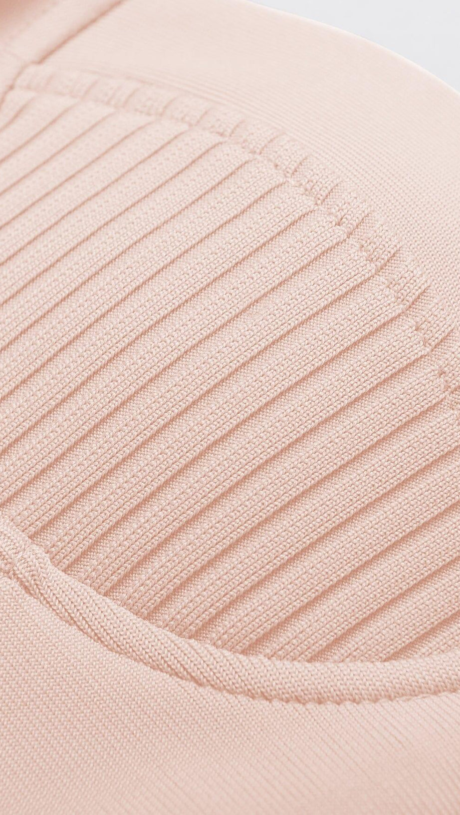 STRAPLESS DRAPED SLEEVE SLITS BANDAGE DRESS IN BEIGE