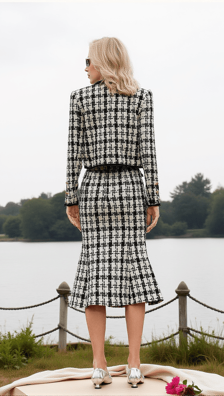 ESRA HOUNDSTOOTH SKIRT THREE PIECE SET