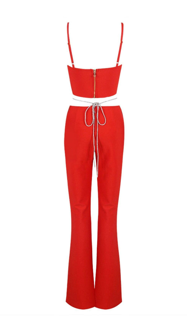 AIIZIE CORSET WIDE-LEGGED TWO-PIECE SUIT IN RED - product image
