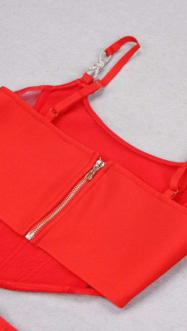AIIZIE CORSET WIDE-LEGGED TWO-PIECE SUIT IN RED - product image