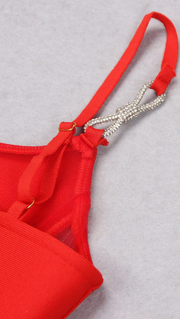 AIIZIE CORSET WIDE-LEGGED TWO-PIECE SUIT IN RED - product image