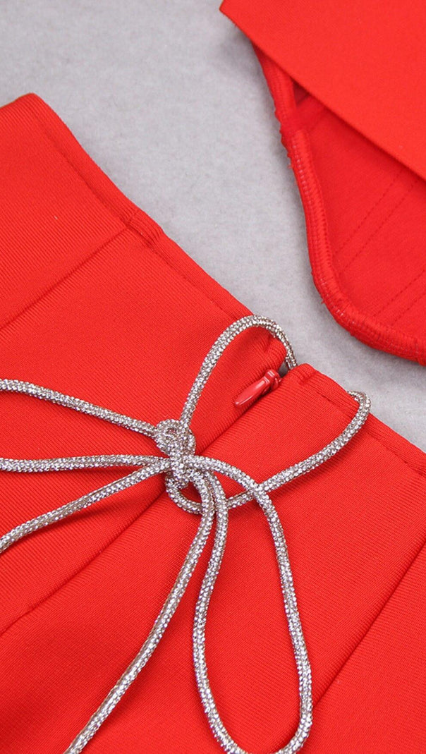 AIIZIE CORSET WIDE-LEGGED TWO-PIECE SUIT IN RED - product image