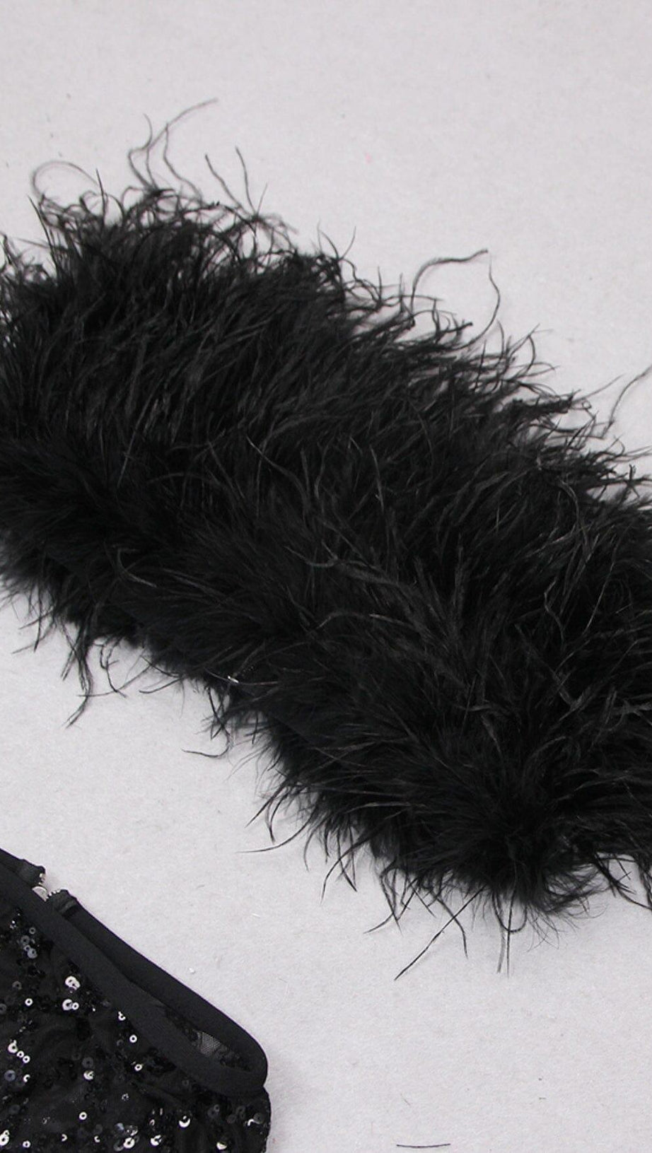 FEATHER SEQUIN TWO PIECE SET IN BLACK