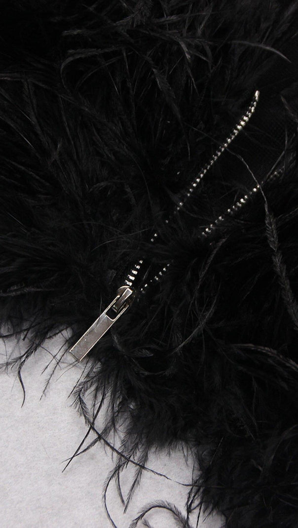 AIIZIE FEATHER SEQUIN TWO PIECE SET IN BLACK - product image