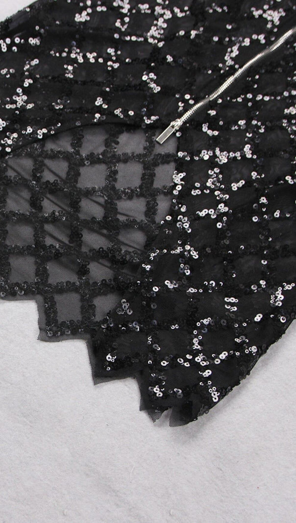 AIIZIE FEATHER SEQUIN TWO PIECE SET IN BLACK - product image