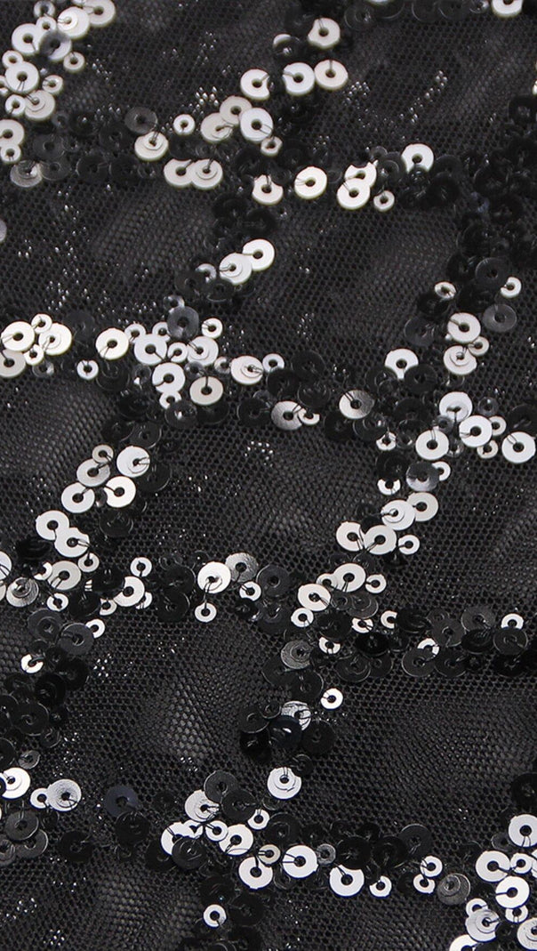 AIIZIE FEATHER SEQUIN TWO PIECE SET IN BLACK - product image