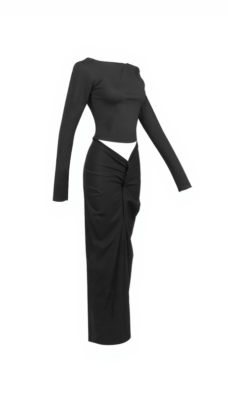 ARUNA LONG SLEEVE RUCHED SKIRT SET