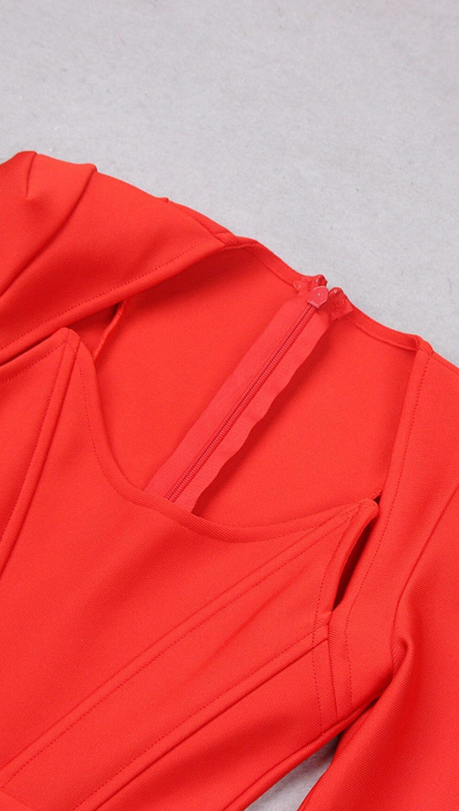 SQUARE SHOULDER CORSET MIDI DRESS IN RED