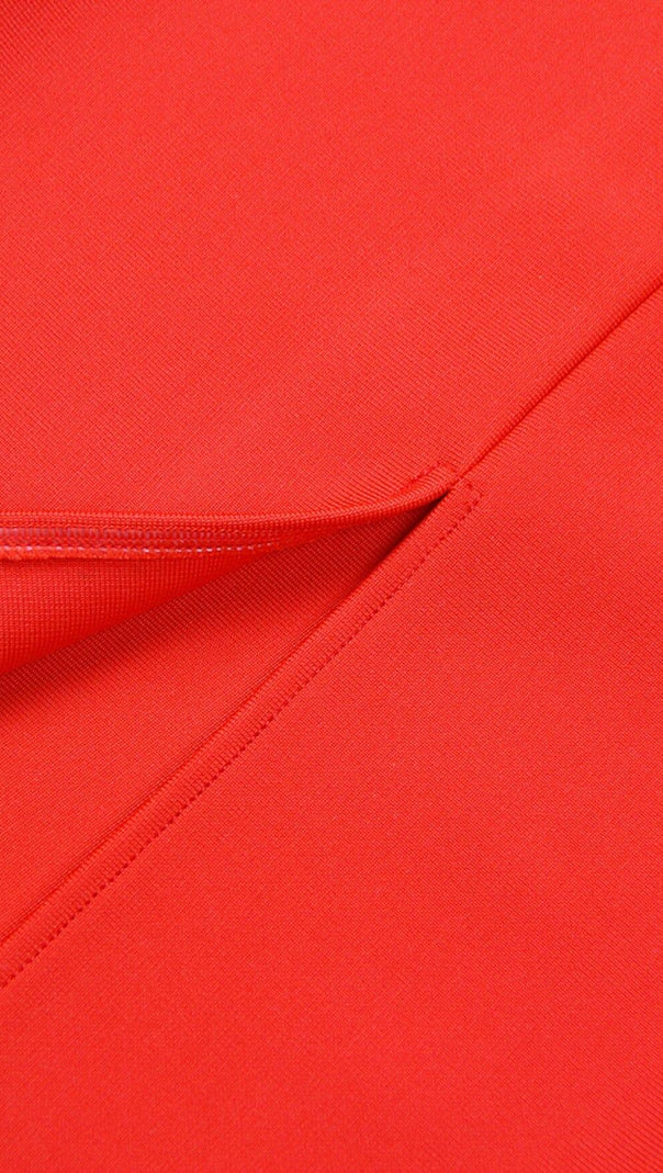 AIIZIE SQUARE SHOULDER CORSET MIDI DRESS IN RED - product image