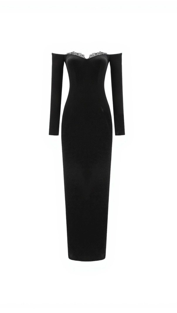 AIIZIE TAL OFF SHOULDER LACE VELVET DRESS - product image