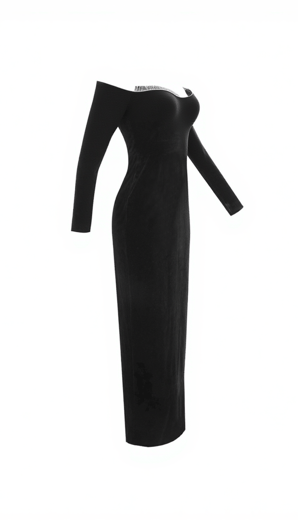 AIIZIE TAL OFF SHOULDER LACE VELVET DRESS - product image