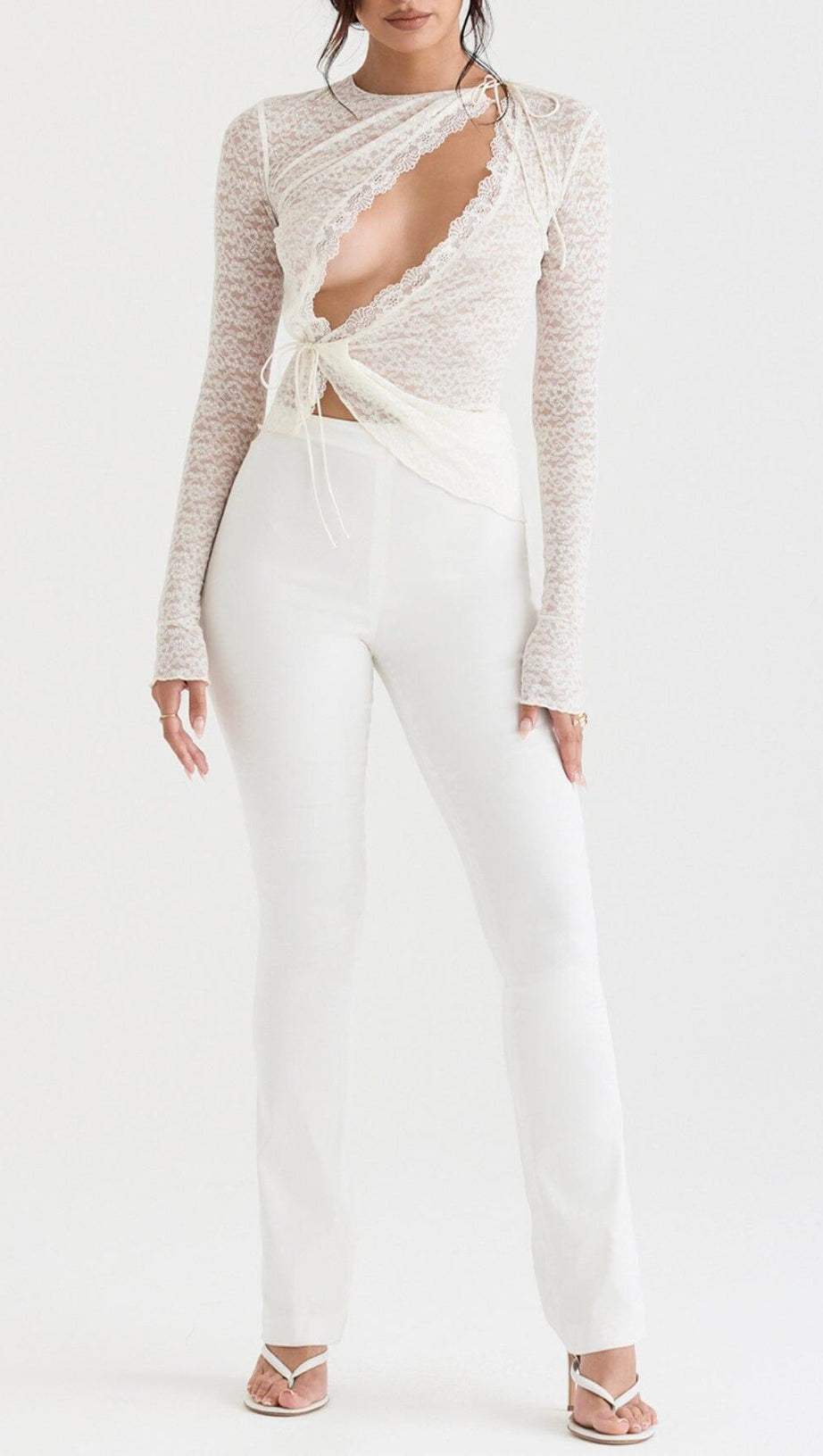 IVORY FLORAL LACE TRIM TOP