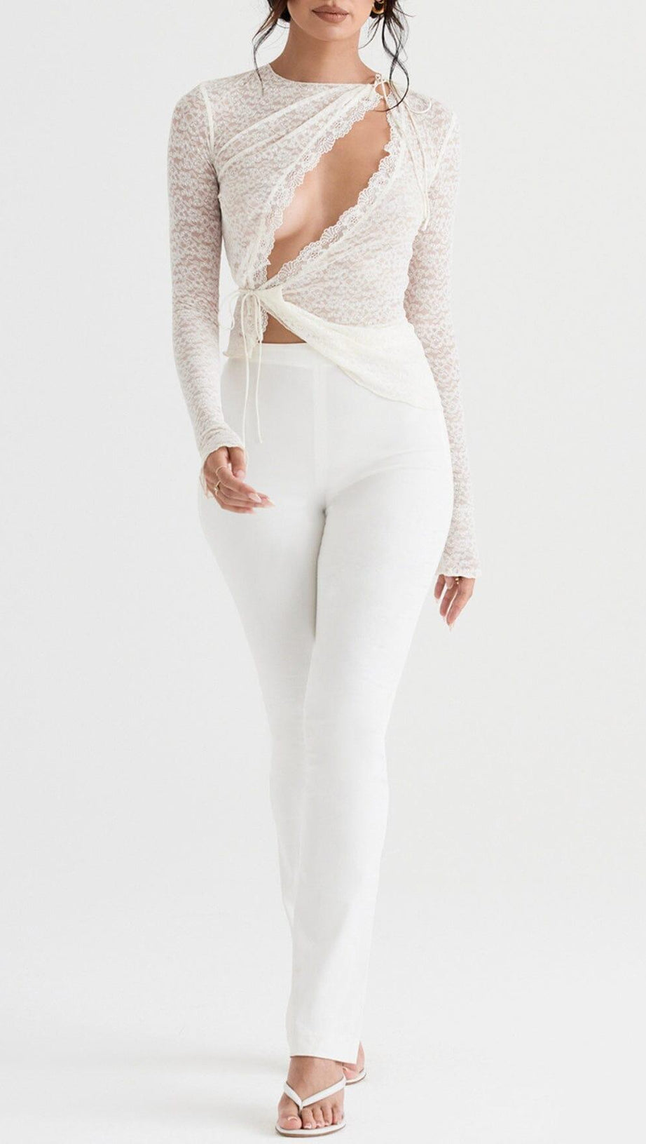 IVORY FLORAL LACE TRIM TOP