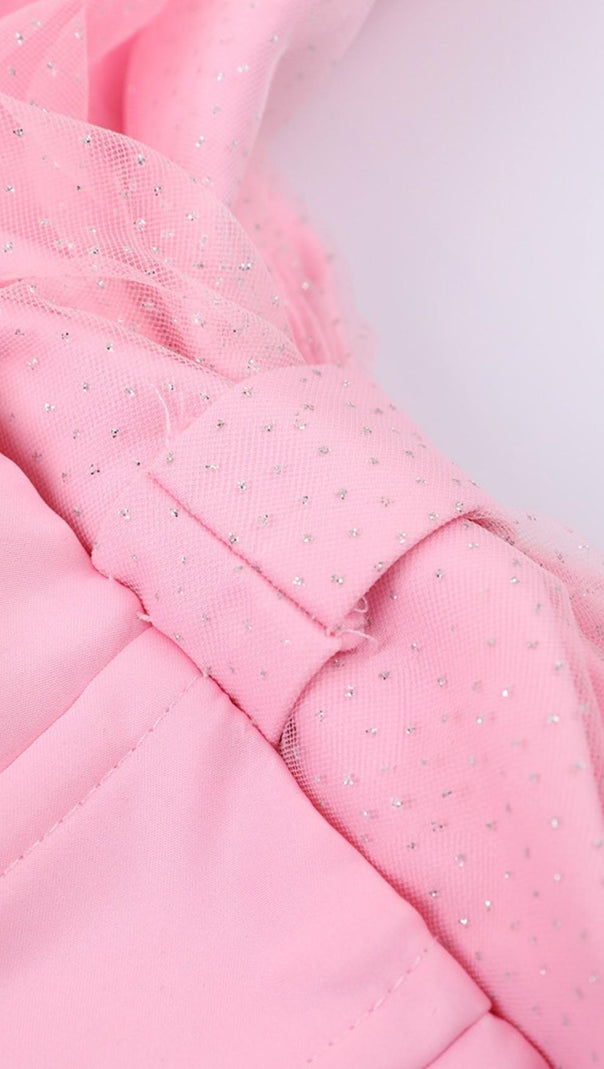 AIIZIE PINK OFF SHOULDER BOWKNOT MINI CORSET DRESS - product image