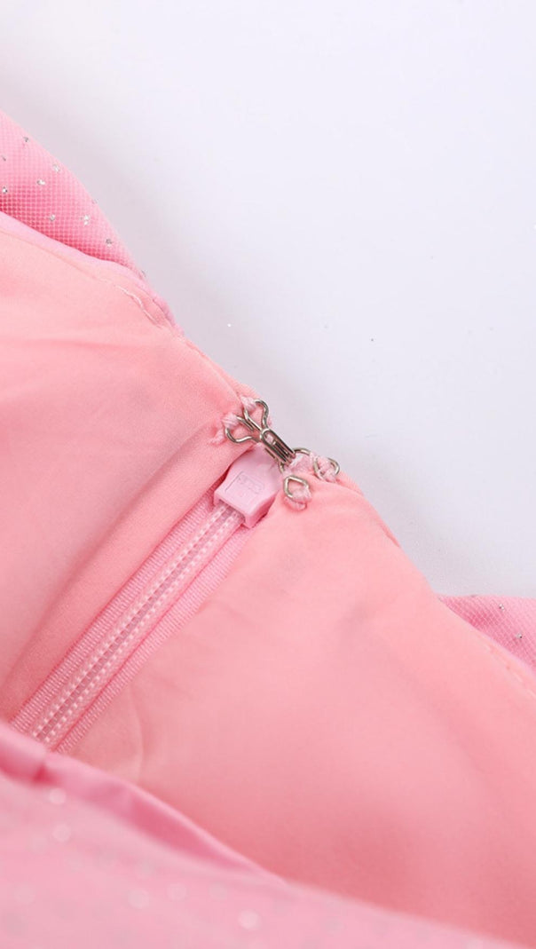 AIIZIE PINK OFF SHOULDER BOWKNOT MINI CORSET DRESS - product image