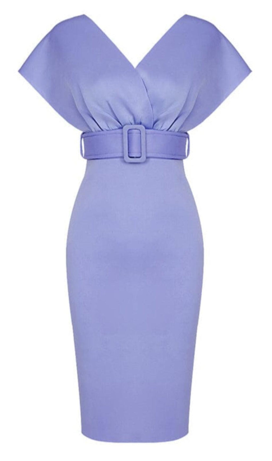 ABITO MIDI ADERENTE CON SCOLLO A V E SPALLE SCOPERTE VIOLA