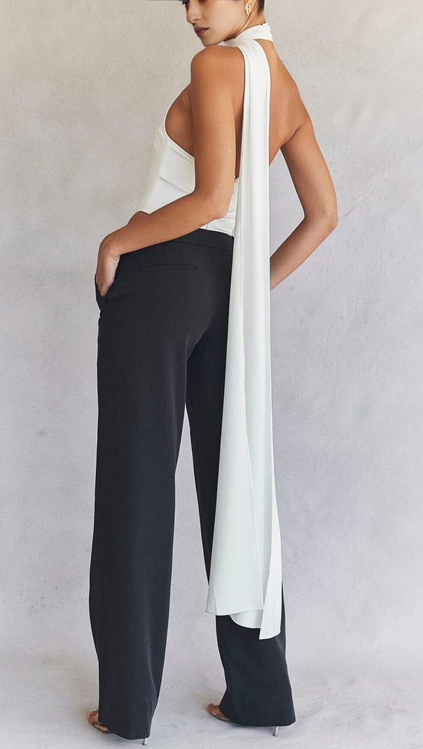 AIIZIE IVORY SATIN WRAP NECK BODYSUIT - product image