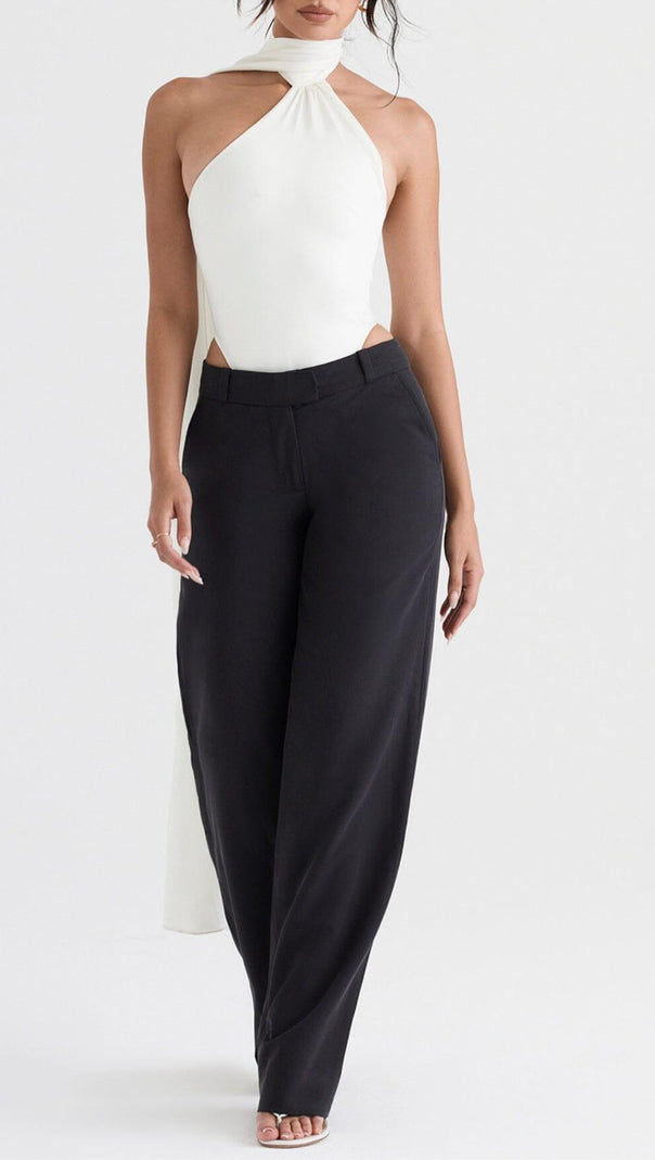 AIIZIE IVORY SATIN WRAP NECK BODYSUIT - product image