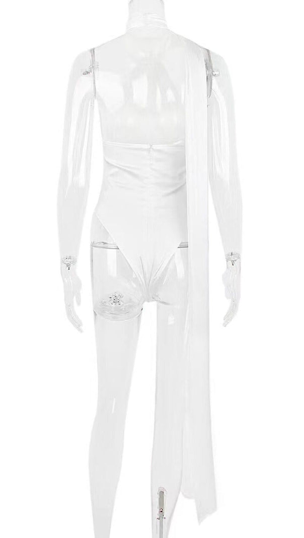 AIIZIE IVORY SATIN WRAP NECK BODYSUIT - product image
