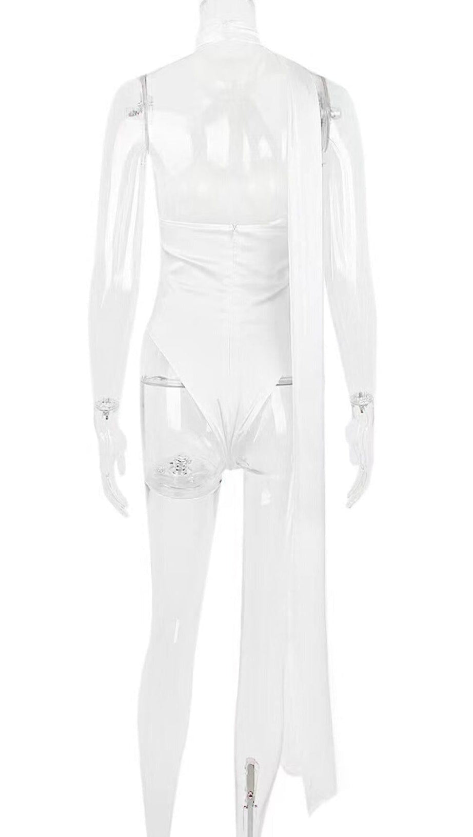 IVORY SATIN WRAP NECK BODYSUIT