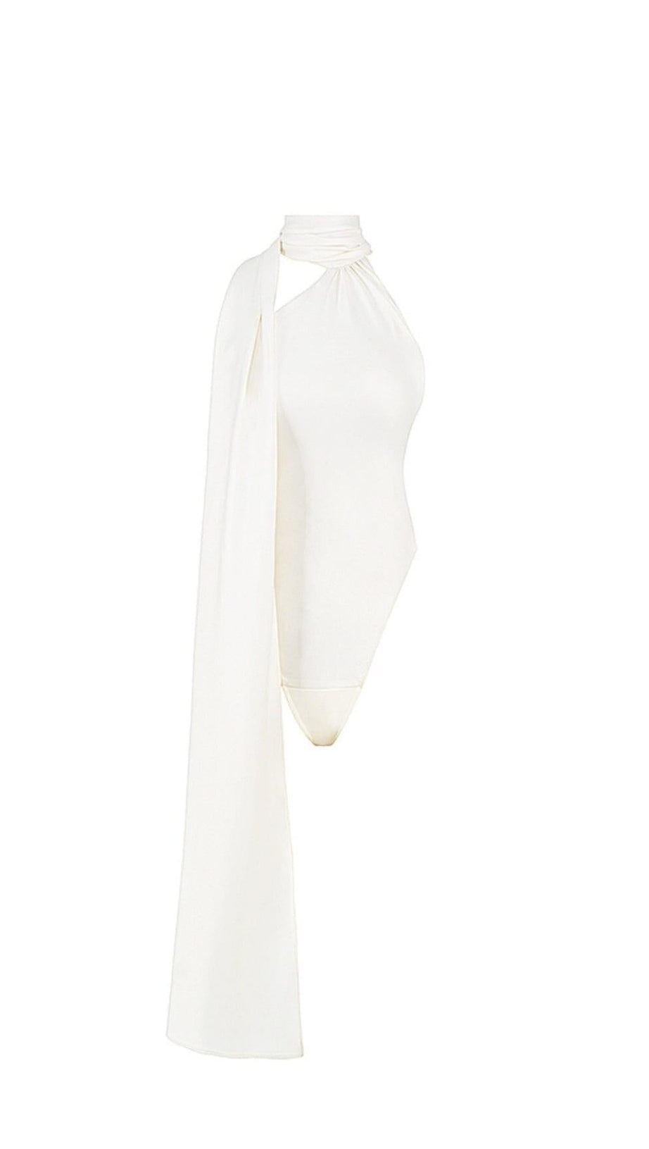 IVORY SATIN WRAP NECK BODYSUIT