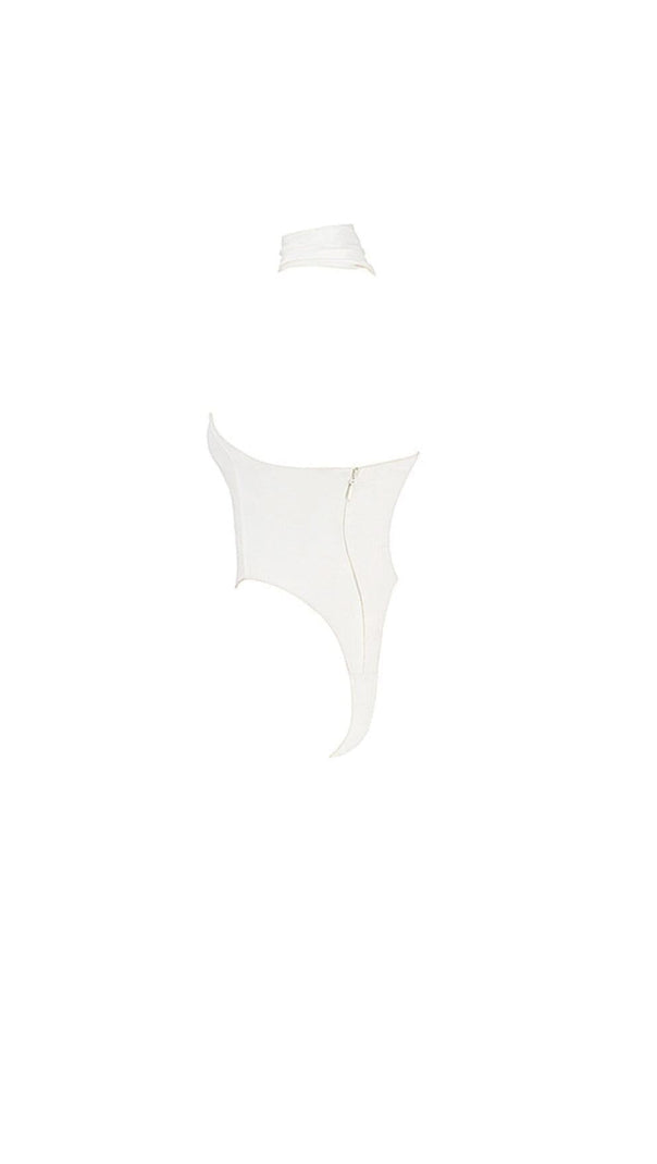 AIIZIE IVORY SATIN WRAP NECK BODYSUIT - product image