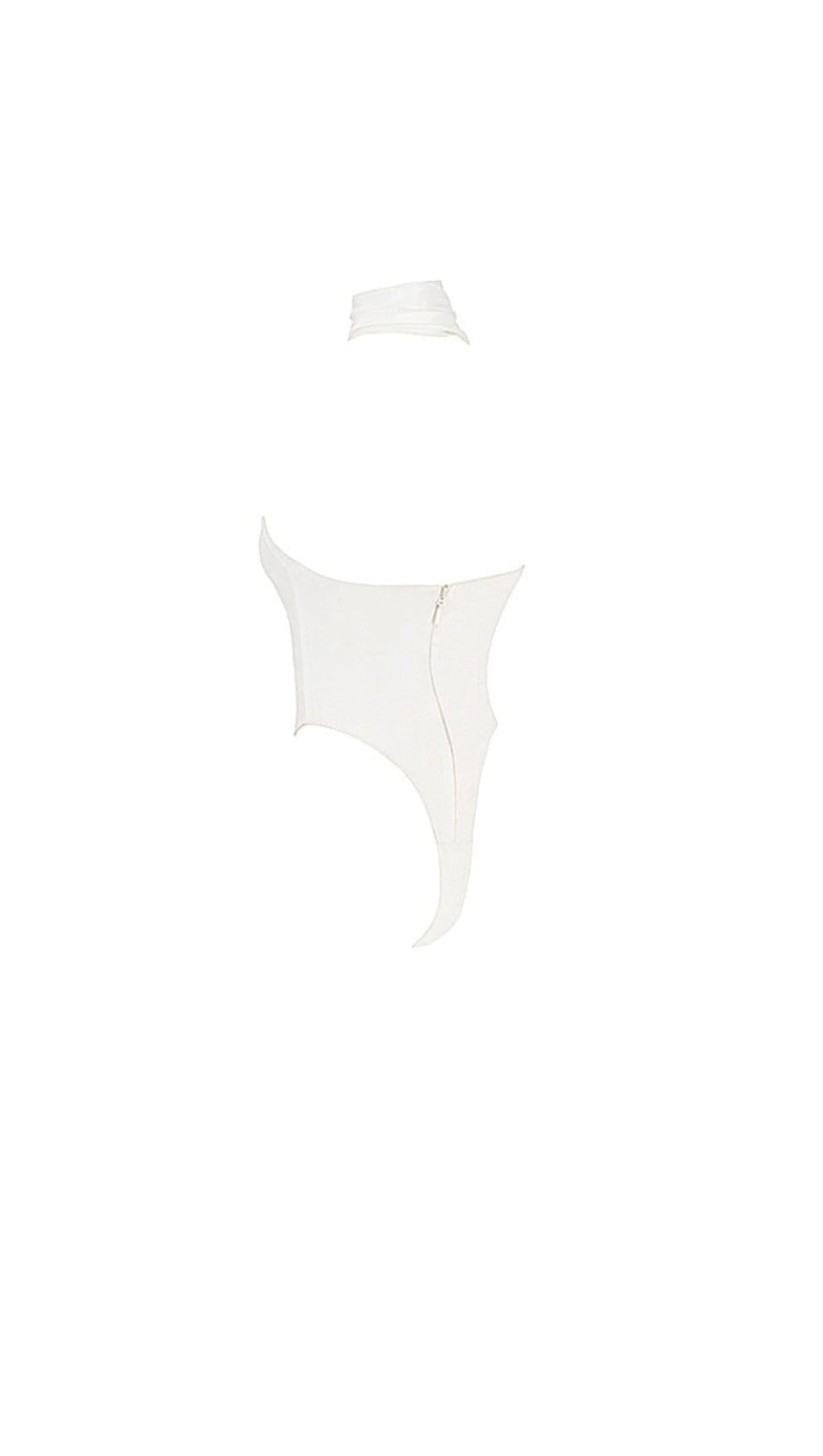 IVORY SATIN WRAP NECK BODYSUIT