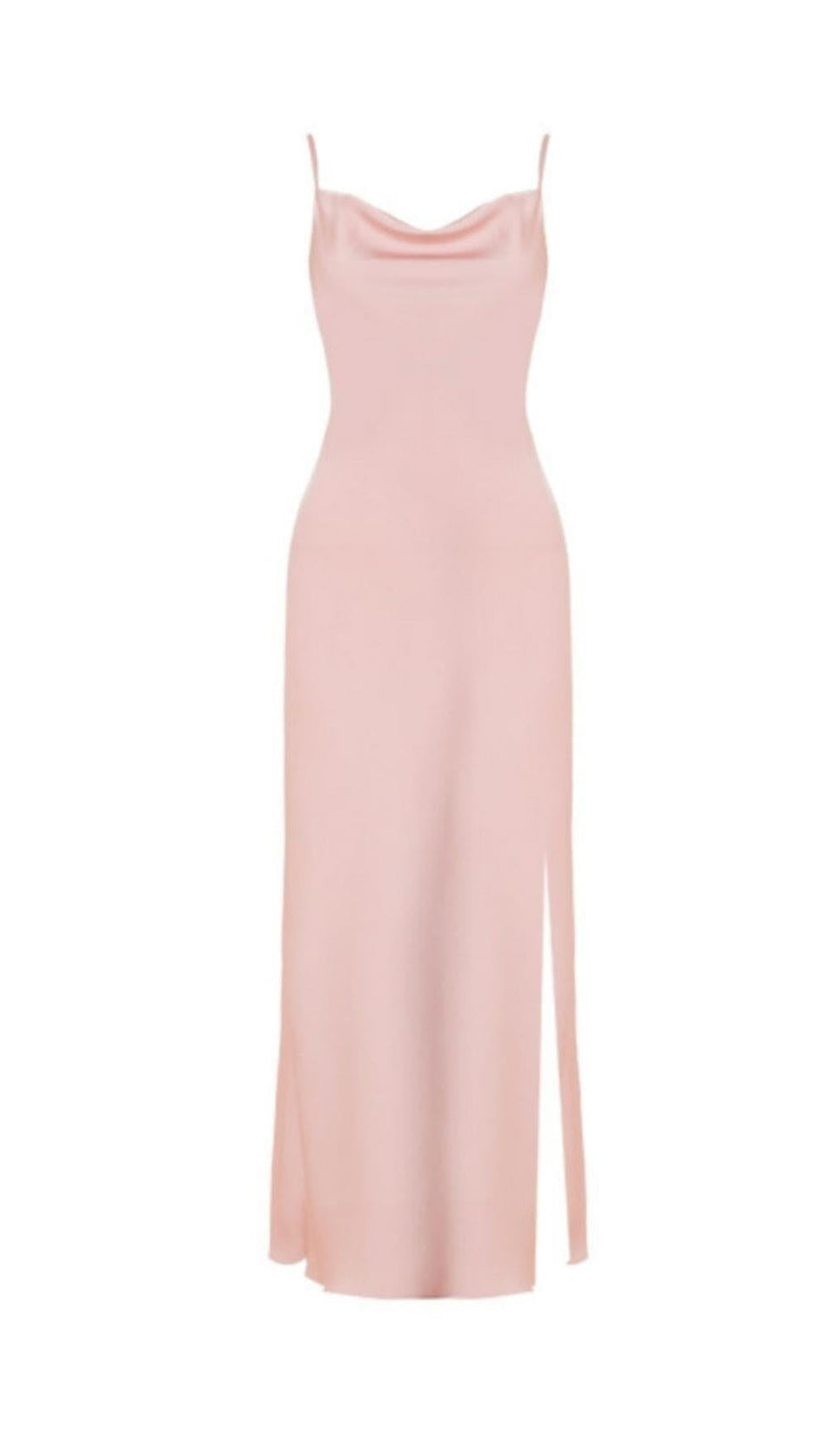 ABITO MIDI CON BENDAGGI E SPALLINE ROSA