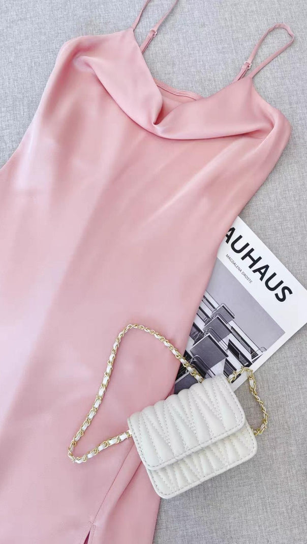 AIIZIE BANDAGE STRAP MIDI DRESS IN PINK - product image