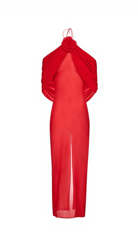 ABITO LUNGO CON FIORI DRAPPEGGIATI MORRIS