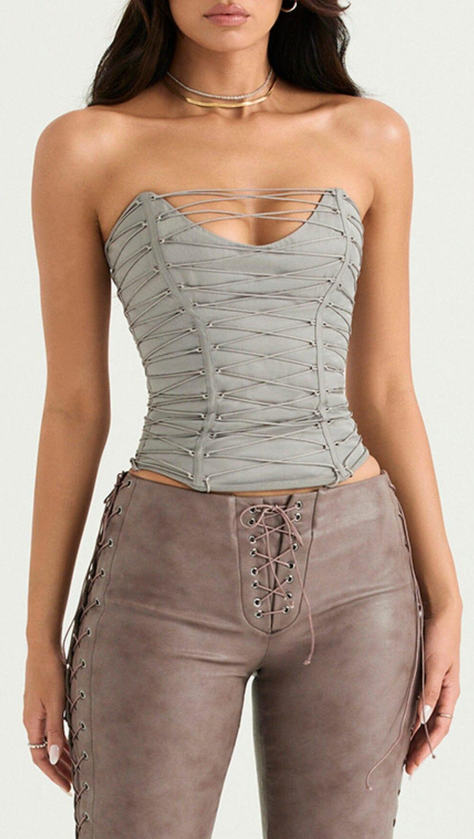 SMOKE LACE UP CORSET