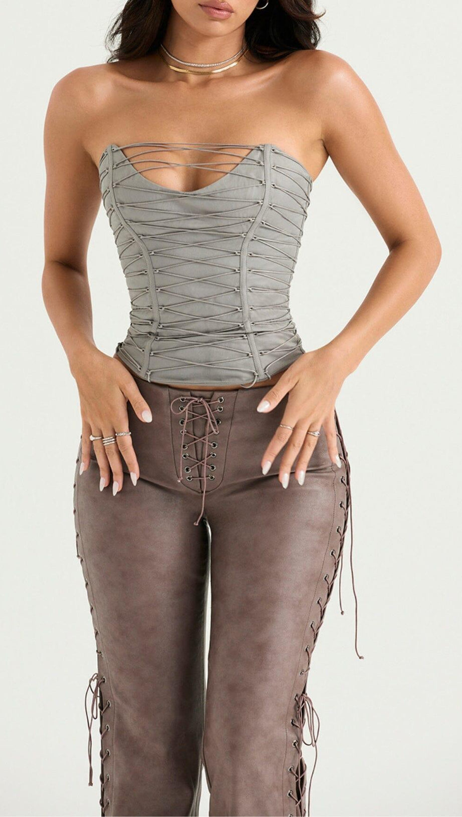 SMOKE LACE UP CORSET