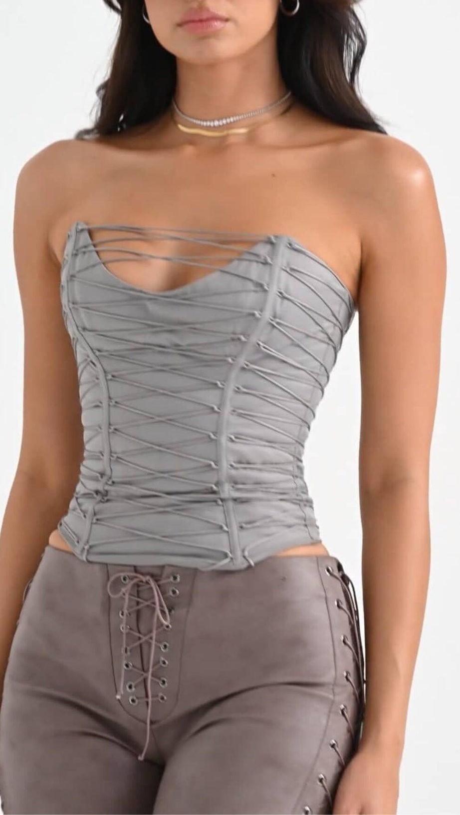 SMOKE LACE UP CORSET