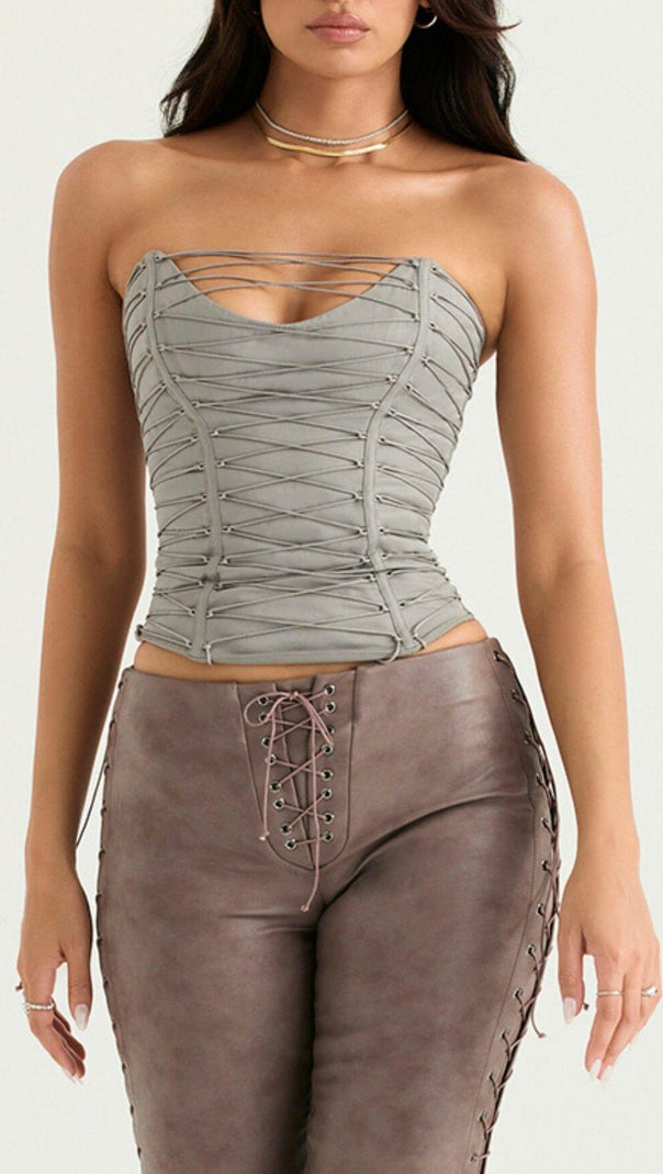 AIIZIE SMOKE LACE UP CORSET - product image