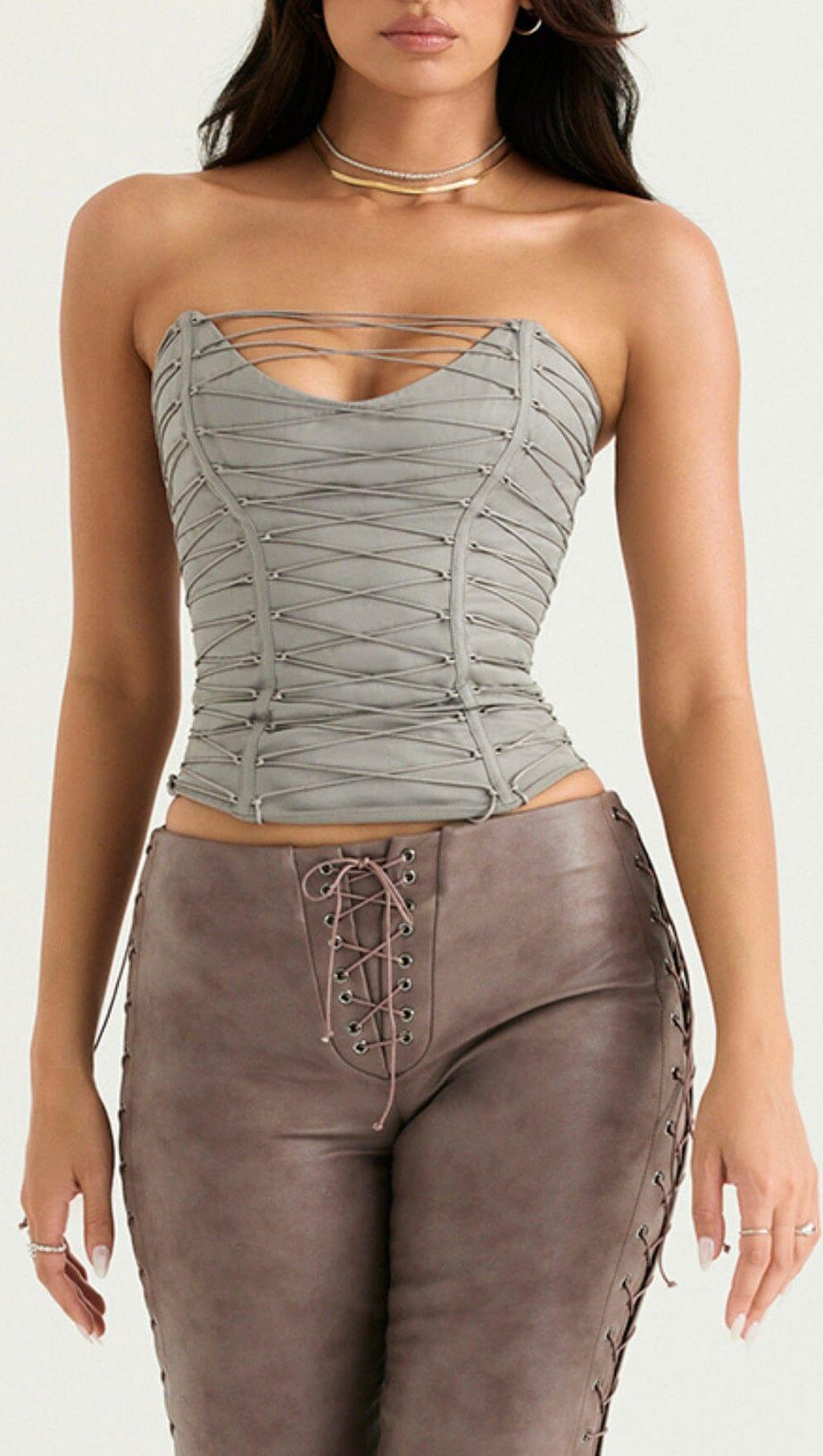 SMOKE LACE UP CORSET