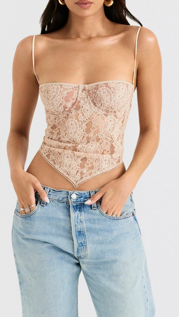 AIIZIE CREAM PAISLEY LACE TOP - product image