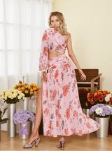 Mack One Shoulder Floral Cutout Midi Dress