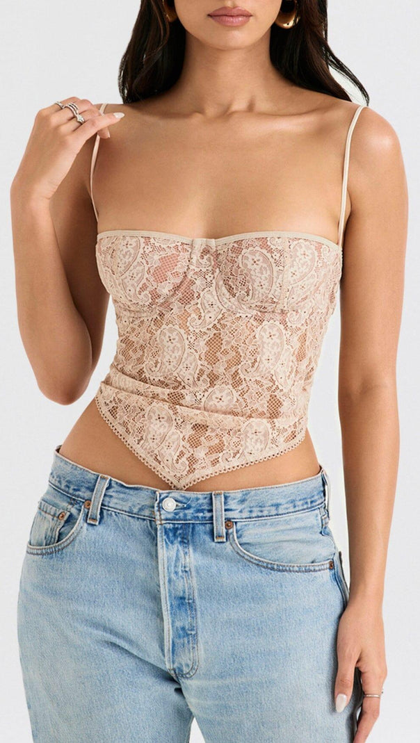 AIIZIE CREAM PAISLEY LACE TOP - product image