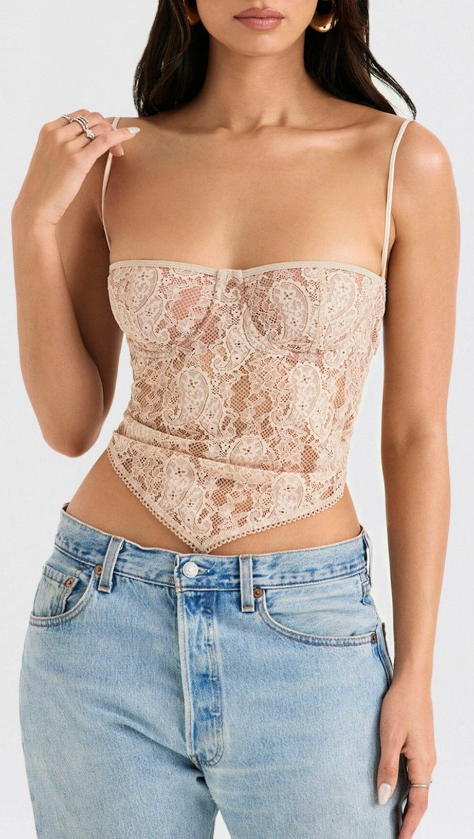 CREAM PAISLEY LACE TOP