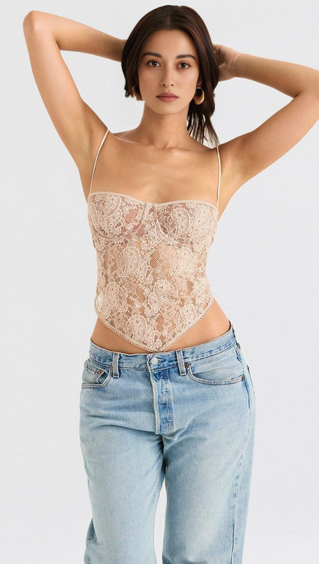 CREAM PAISLEY LACE TOP