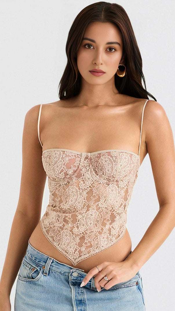 AIIZIE CREAM PAISLEY LACE TOP - product image